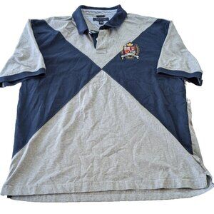 Tommy Hilfiger Mens Polo Shirt XXL 2X Gray Blue Embroidered Logo Crest Y2K